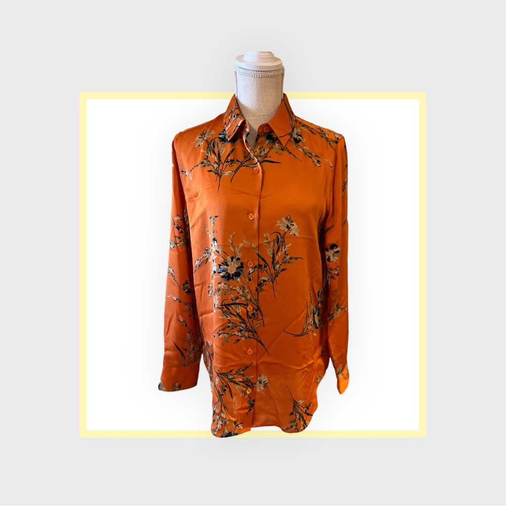 Equipment long sleeve vibrant shirt. Polyester .  Beautiful floral detail